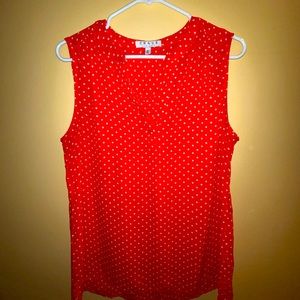 Polka dot Red Sleeveless Blouse